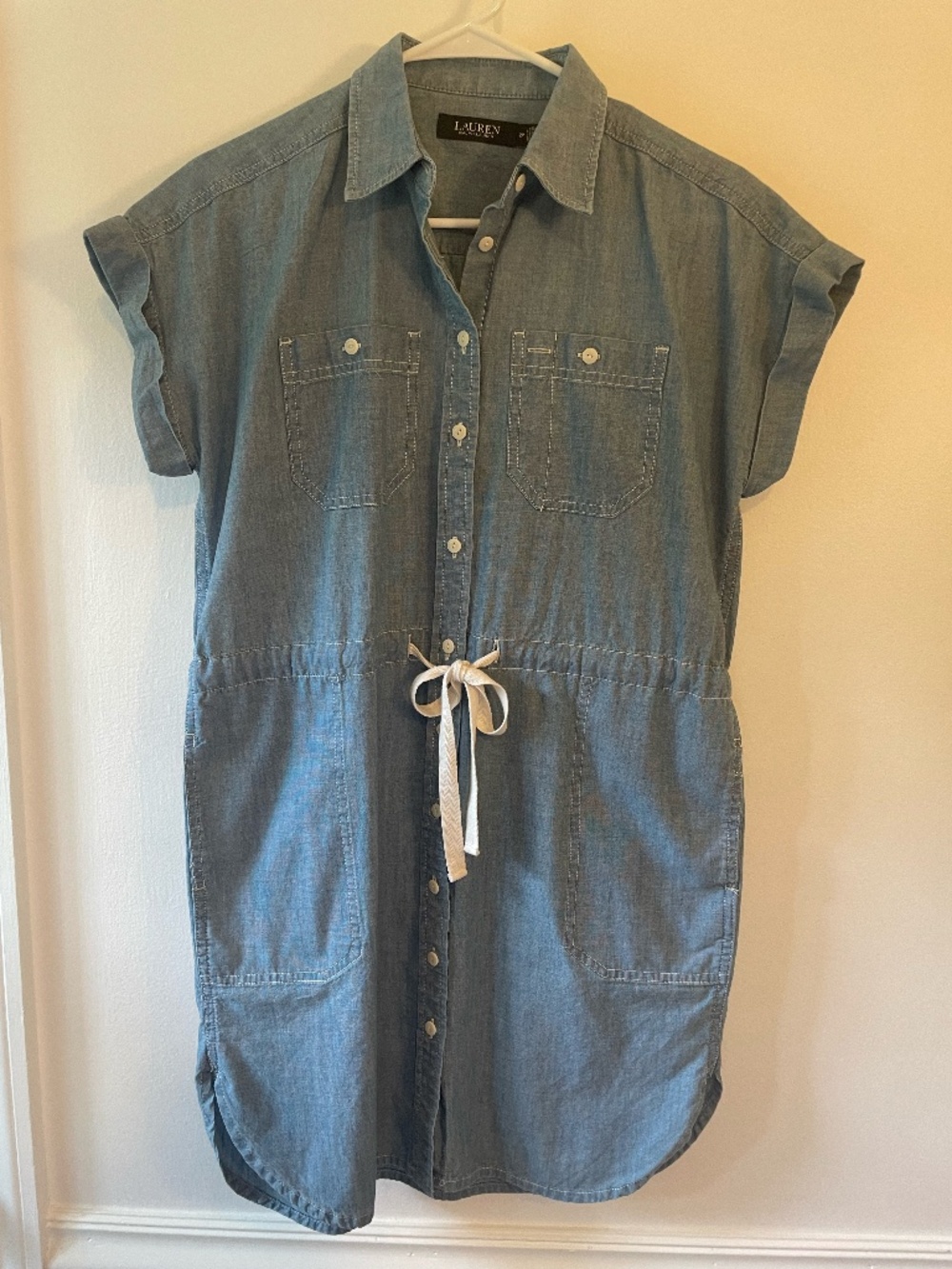 Lauren Ralph Lauren river wash chambray short-sleeve shirtdress size 2P